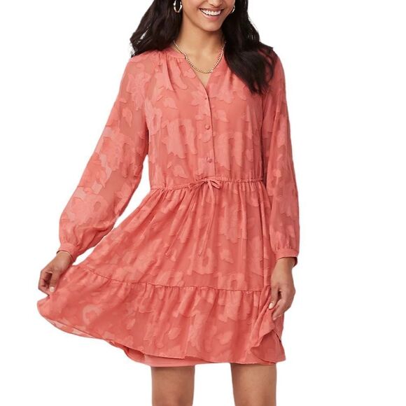 LC Lauren Conrad Ceramic Rose Button-Front Short Dress Size Small - Picture 1 of 8